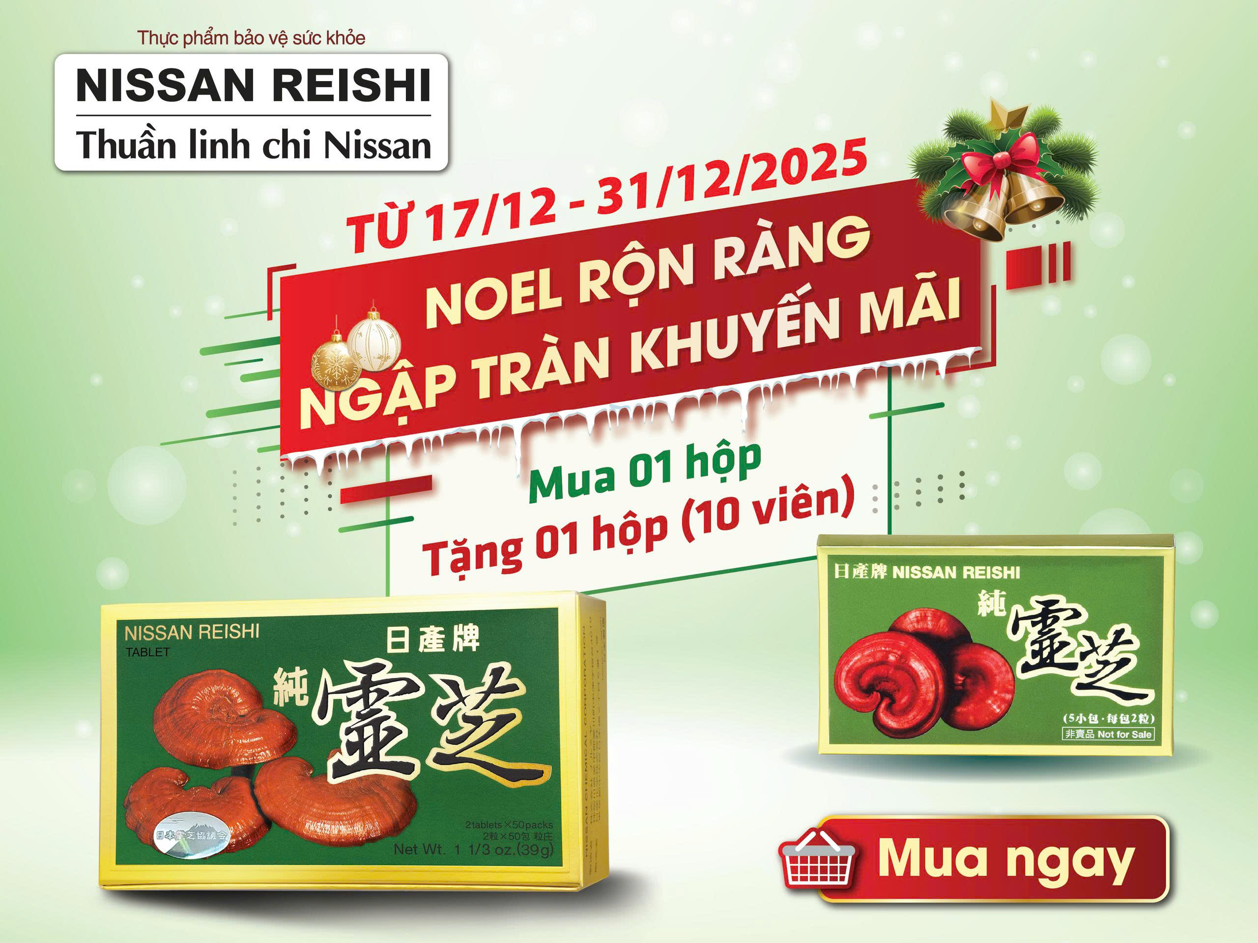 14 ngày vàng khuyến mãi cùng Thuần linh chi mua 1 hộp tặng 1 hộp 10 viên