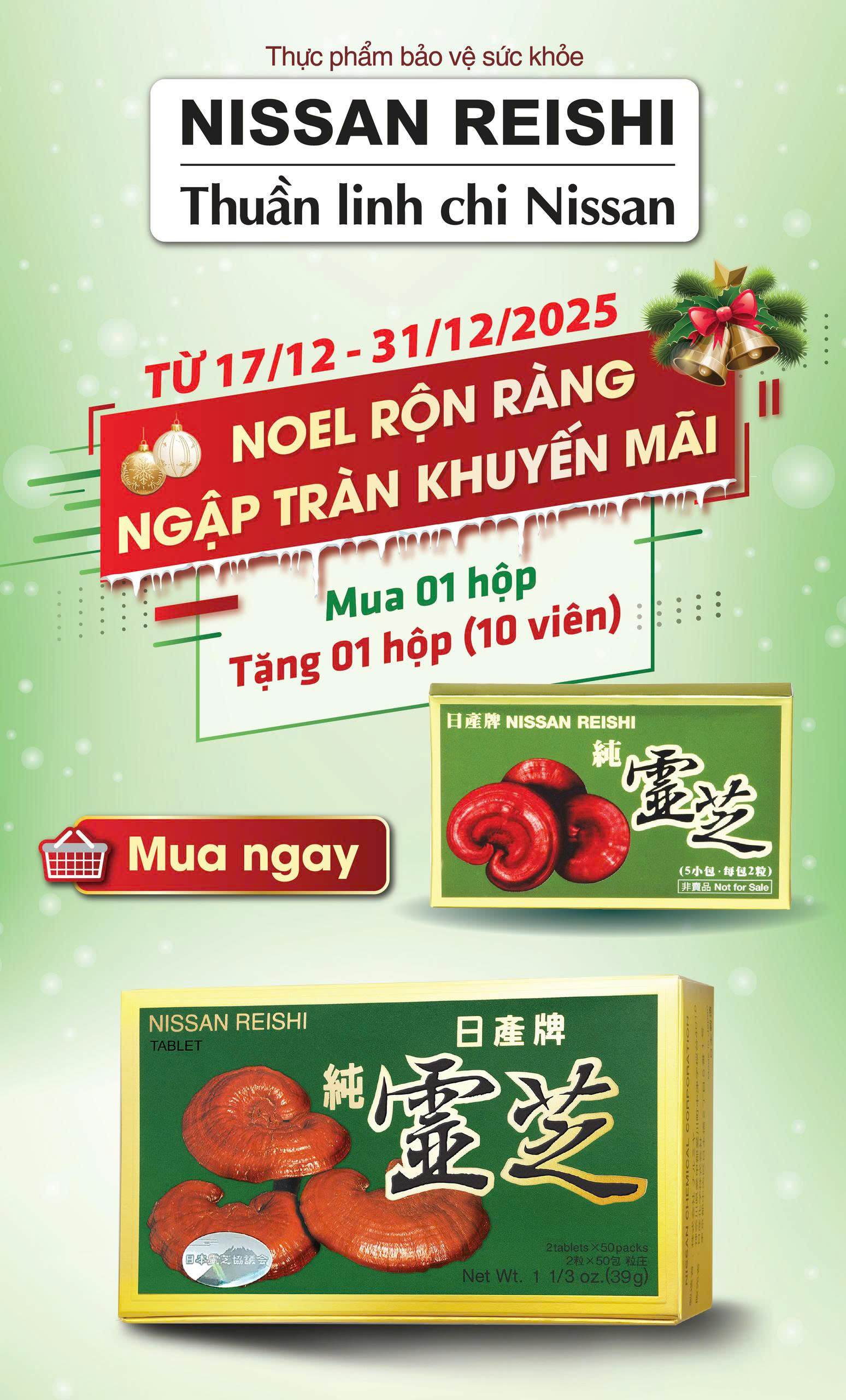 14 ngày vàng khuyến mãi cùng Thuần linh chi mua 1 hộp tặng 1 hộp 10 viên